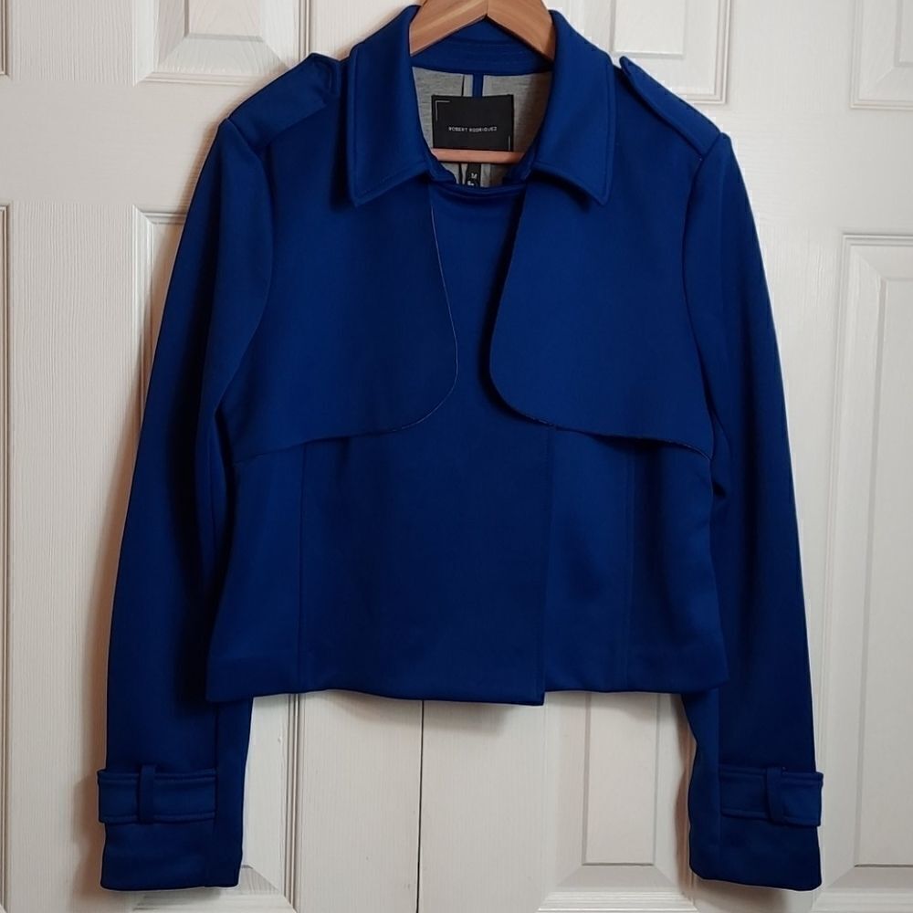 Robert Rodriguez Blue Croppedblazer Jacket Sz M